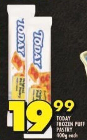 Shoprite TODAY FROZEN PUFF PASTRY 400g each offer