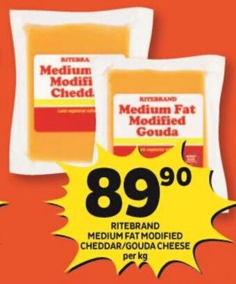 Shoprite RITEBRAND MEDIUM FAT MODIFIED CHEDDAR/GOUDA CHEESE per kg offer