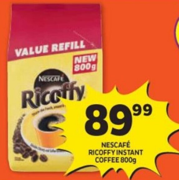NESCAFÉ RICOFFY INSTANT COFFEE 800g offer at Shoprite