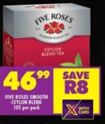 Shoprite FIVE ROSES SMOOTH CEYLON BLEND 102 per pack offer