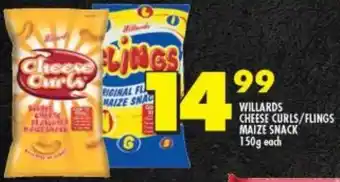 Shoprite WILLARDS CHEESE CURLS/FLINGS MAIZE SNACK 150g each offer
