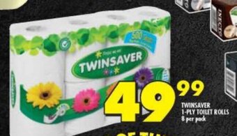 Shoprite TWINSAVER 1-PLY TOILET ROLLS 8 per pack offer