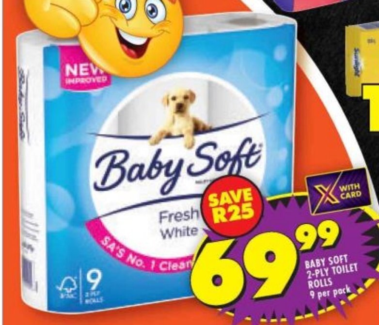 BABY SOFT 2PLY TOILET ROLLS 9 per pack offer at Shoprite