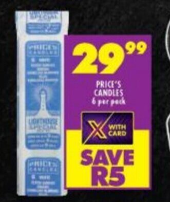 PRICE'S CANDLES 6 per pack