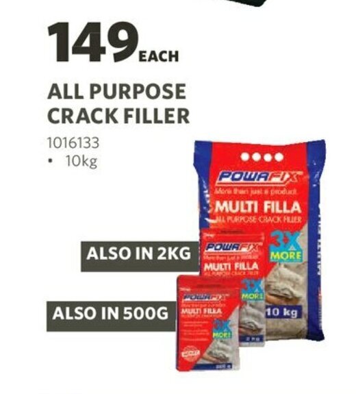 Powafix All Purpose Crack Filler 10kg 1016133 offer at BUCO