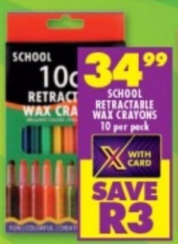 Shoprite School Retractable Wax Crayons 10 per pack offer