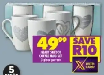 Shoprite HEART SKETCH COFFEE MUG SET 3-piece per set offer
