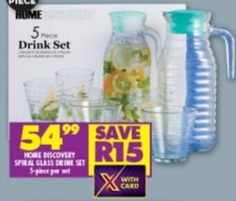 Shoprite HOME DISCOVERY SPIRAL GLASS DRINK SET 5-piece per set offer