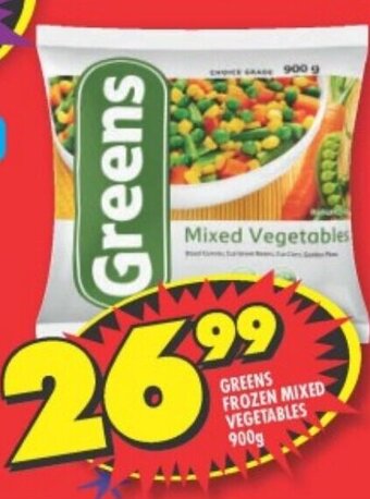 Shoprite GREENS FROZEN MIXED VEGETABLES 900g offer