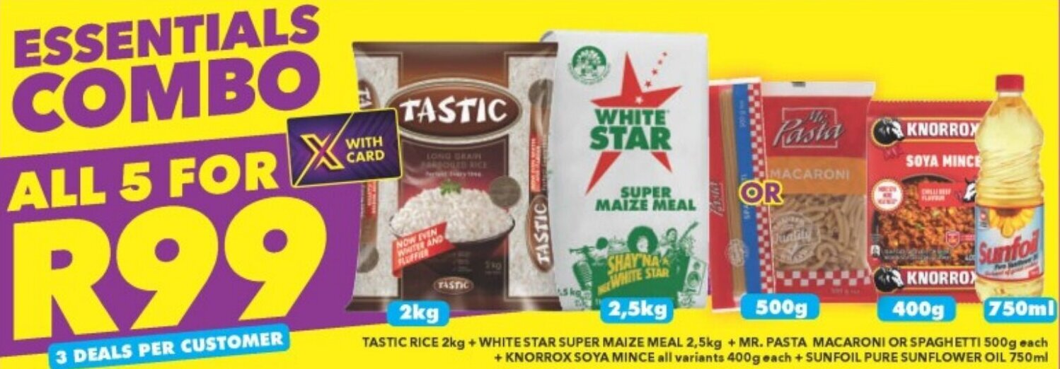 TASTIC RICE 2kg WHITE STAR SUPER MAIZE MEAL 2 5kg MR PASTA tastic-rice-2kg-white-star-super-maize-meal-2-5kg-mr-pasta