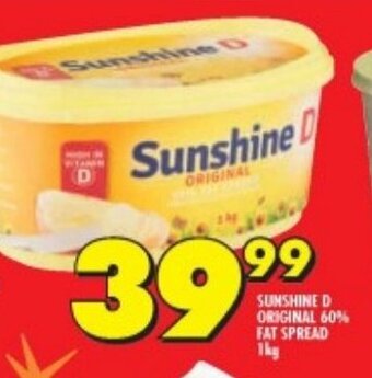 Shoprite SUNSHINE D ORIGINAL 60% FAT SPREAD 1kg offer