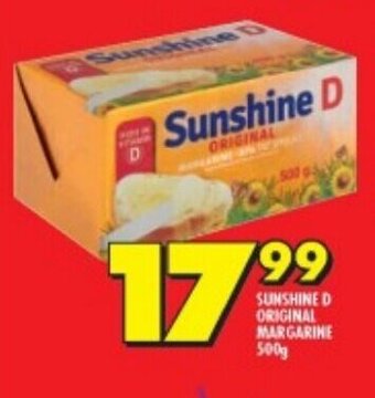 Shoprite SUNSHINE D ORIGINAL MARGARINE 500g offer