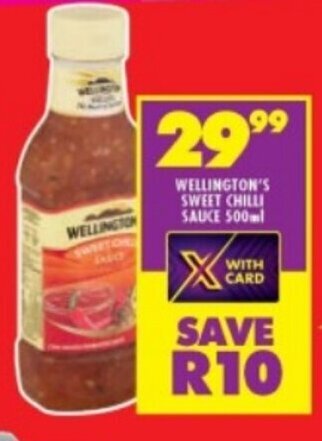 Shoprite WELLINGTON'S SWEET CHILLI SAUCE 500ml offer