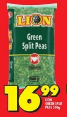 Shoprite Lion Green Split Peas 500g offer