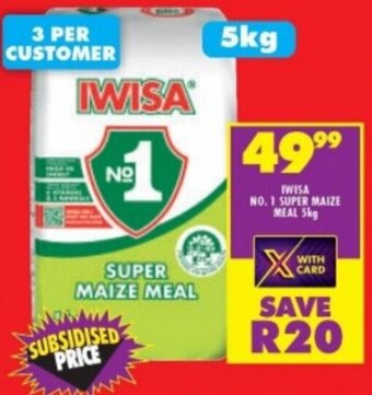 Shoprite IWISA NO. 1 SUPER MAIZE MEAL 5kg offer