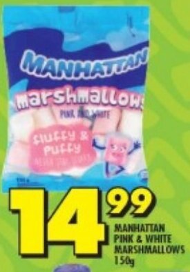 Shoprite MANHATTAN PINK & WHITE MARSHMALLOWS 150g offer
