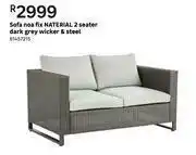 Leroy Merlin Naterial 2 Seater Dark Grey Wicker & Steel Noa Fix Sofa offer