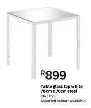 Leroy Merlin Table Glass Top White 70cm x 70cm Steel offer