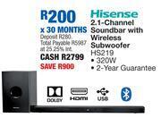 OK Furniture Hisense 2.1 channel soundbar with wireless subwoofer hs219 offer