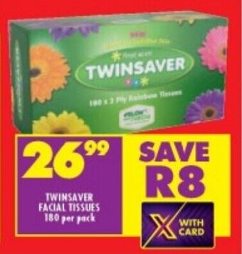 Shoprite TWINSAVER FACIAL TISSUES 180 per pack offer