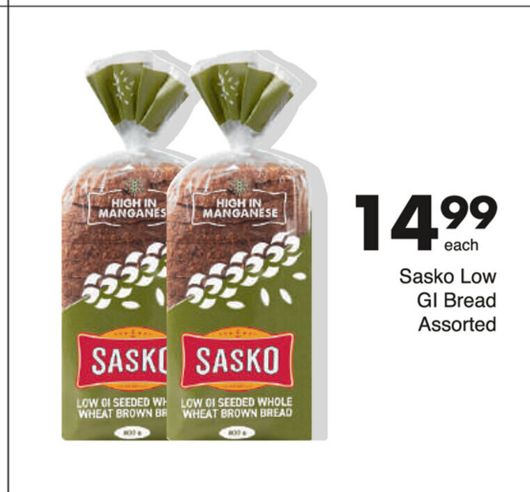 Sasko Low GI Bread Assorted offer at Save