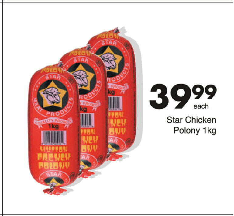 Star Chicken Polony 1kg offer at Save