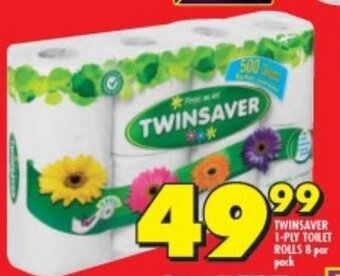 Shoprite TWINSAVER 1-PLY TOILET ROLLS 8 per pack offer