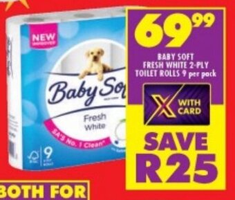 Shoprite BABY SOFT FRESH WHITE 2-PLY TOILET ROLLS 9 per pack offer