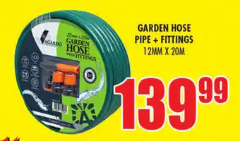 Garden Hose Pipe + Fittings 12MMx20M