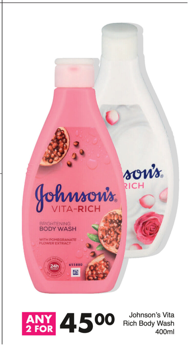 Johnson's Vita Rich Body Wash 400ml offer at Save