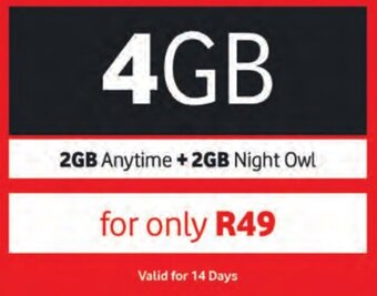 Pick n Pay 2GB Anytime +2GB Night Owl offer