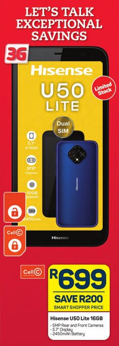 Pick n Pay Hisense U50 Lite 16GB offer