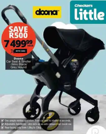 Checkers Doona Car Seat & Stroller Nitro Black/ Grey Hound offer