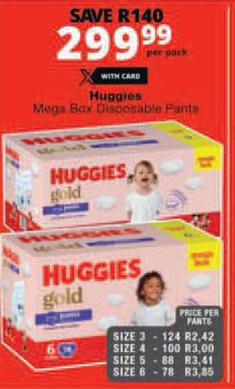Checkers Huggies Mega Box Disposable Pants offer