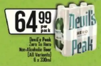 Spar Tops Devil's Peak Zero to Hero 6x 330ml offer