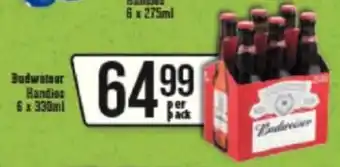Spar Tops Budweiser Handies 6x 330ml offer