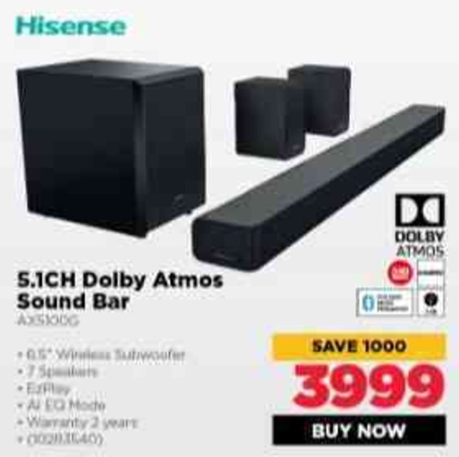 5.1ch Dolby Atmos Sound Bar offer at HiFi Corp
