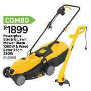 Leroy Merlin Powerplus electric lawn mower 34cm 1300w & weed eater 25cm 250w combo 81476803 offer