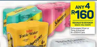 Pick n Pay Liquor Schweppes Mixer or Tonic Assorted 6x200ml Cans offer