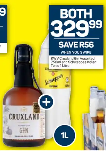 Pick n Pay Liquor KWV Cruxland Gin Assorted 750ml and Schweppes Indian Tonic 1 Litre offer