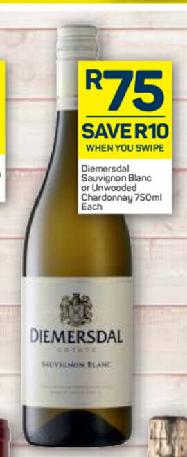 Pick n Pay Liquor Diemersdal Sauvignon Blanc or Unwooded Chardonnay 750ml each offer