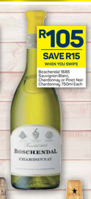 Pick n Pay Liquor Boschendal 1685 Sauvignon Blanc, Chardonnay or Pinot Noir Chardonnay 750ml each offer