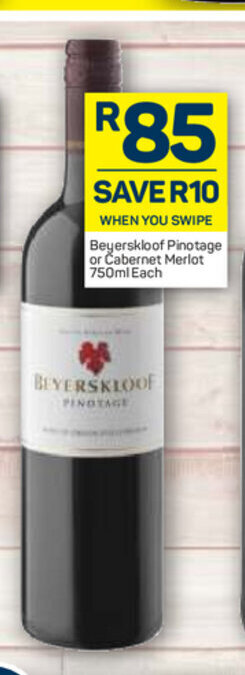 Pick n Pay Liquor Beyerskloof Pinotage or Cabernet Merlot 750ml each offer