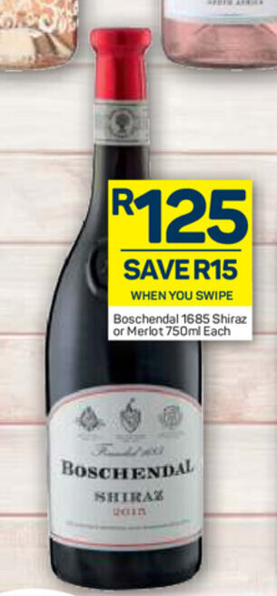 Pick n Pay Liquor Boschendal 1685 Shiraz or Merlot 750ml Each offer