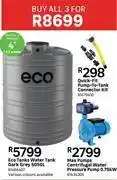 Leroy Merlin Water tank 5050l + pump to tank connector kit + water pressure pump 0.75kw-all 3 for offer