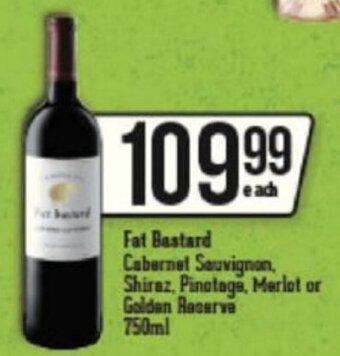 Fat Bastard Cabernet Sauvignon Shiraz, Pinotage, Merlot or Golden Reserve 750ml