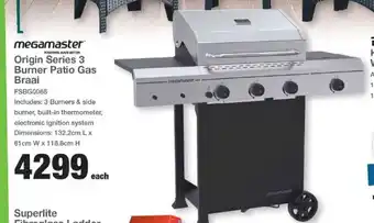 Mica Megamaster Origin Series 3 Burner Patio Gas Braai - FSBG0068 offer