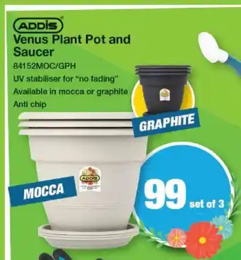 Mica ADDIS - Venus Plant Pot and Saucer set of 3 offer