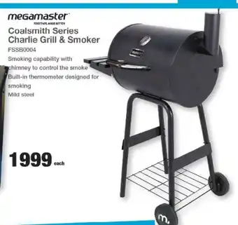 Mica Megamaster Coalsmith Series Charlie Grill & Smoker offer