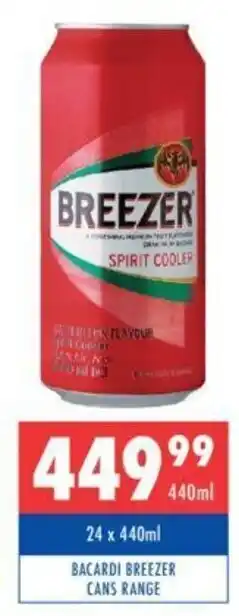 Ultra Liquors BACARDI BREEZER CANS RANGE offer